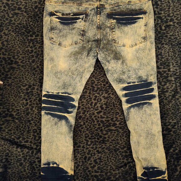FWRD DENIM Acid Wash Distressed Jeans - Size 44 - Patched Rips - Picture 8 of 9